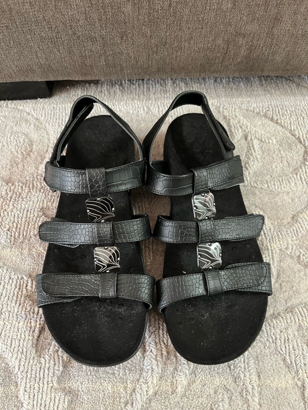 Vionic Sandals Adjustable Velcro Comfort Arch Support Amber Black Women’s 10 - Picture 2 of 9